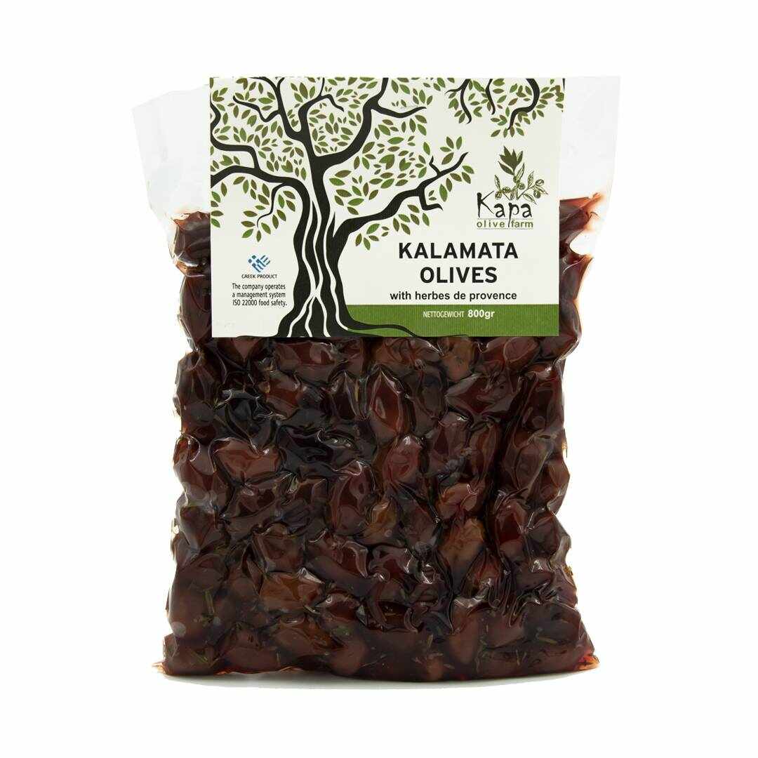 Masline Kalamata cu ierburi de provence 800g - Kapa Olive Farm