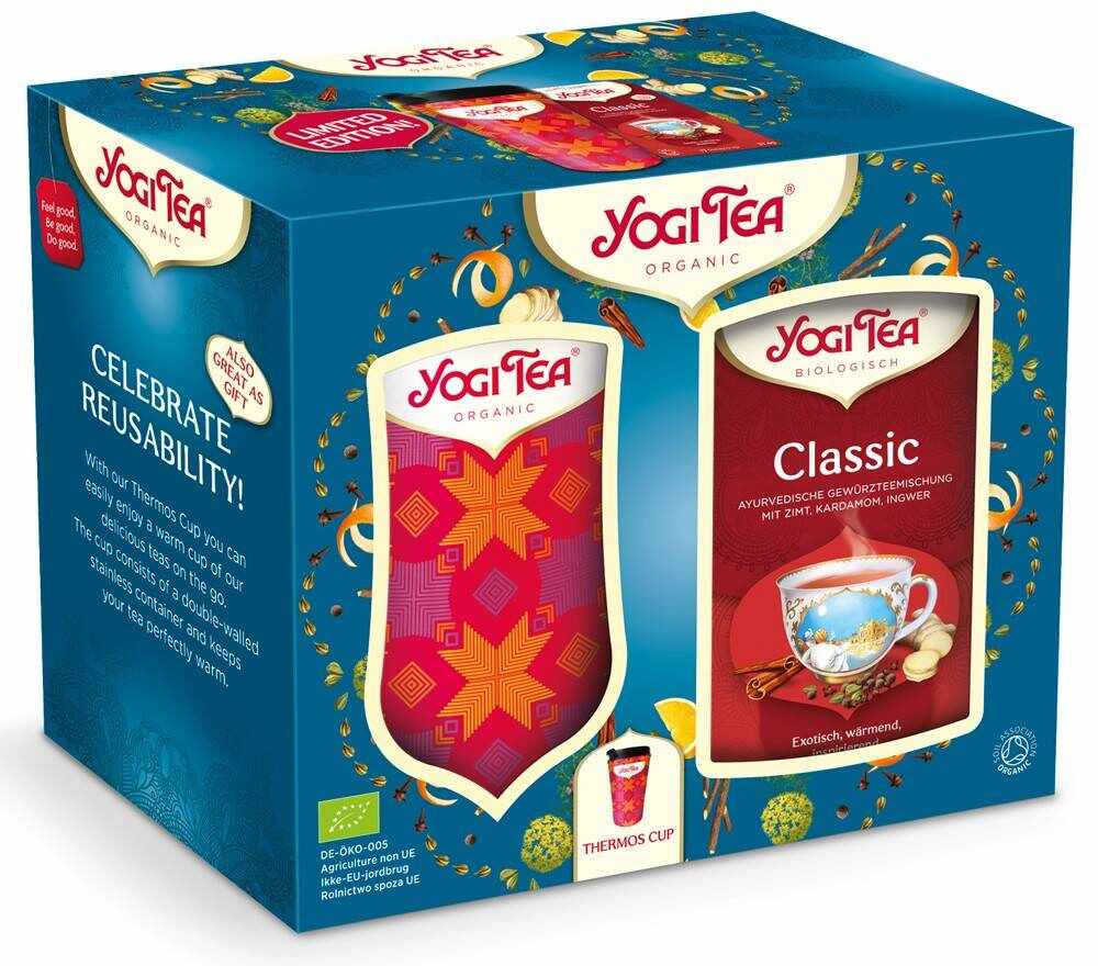 Pachet ceai Classic Eco-Bio, 17 plicuri + 1 thermos editie limitata - Yogi Tea