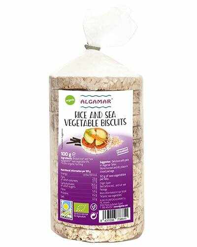 Rondele de orez brun cu alge marine fara sare, eco-bio, 100 g, Algamar