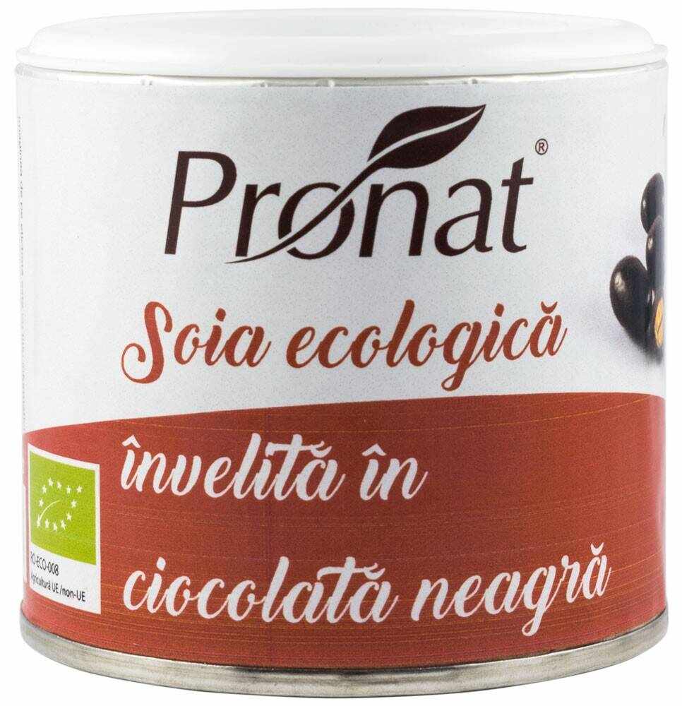 Boabe de soia prajite, invelite in ciocolata neagra, Eco-Bio 100g - Pronat
