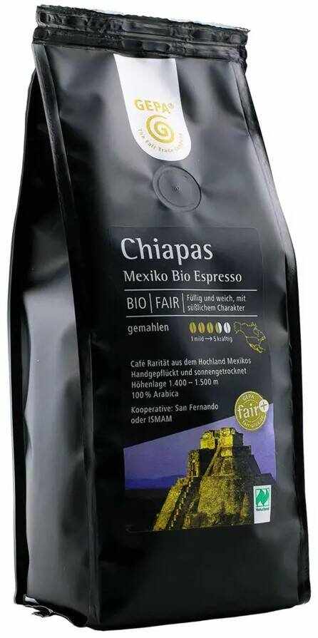 Cafea si fairtrade macinata Chiapas Mexico Espresso, 250g - Gepa
