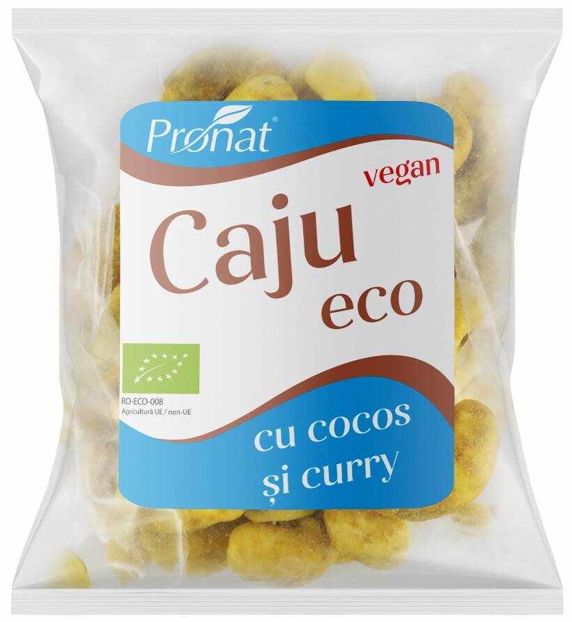 Caju condimentat cu aroma de curry si nuca de cocos Eco-Bio 50g - Pronat