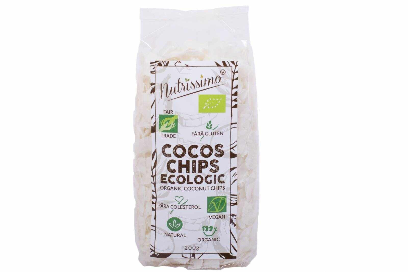 Chips de cocos, raw, eco-bio, 150 g, Nutrissimo