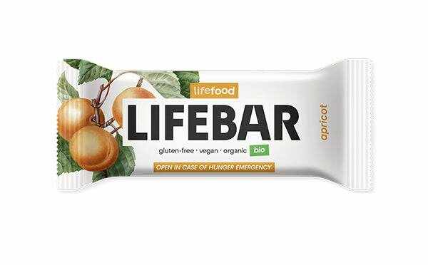 Baton cu caise Lifebar, Raw, Eco-Bio 40g - Lifefood
