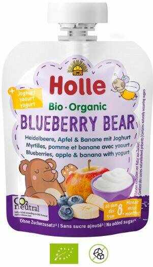 Piure de afine, mere si banana cu iaurt pentru copii, +8 luni, Eco-Bio 85g - Holle