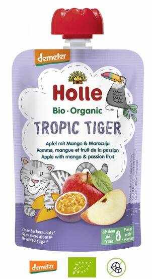 Piure de mere cu mango si fructul pasiunii pentru copii +8 luni Eco-Bio 100g - Holle