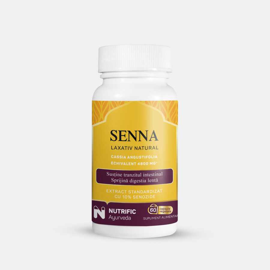 Senna, laxativ natural, 480 mg, 60 capsule vegetale, Nutrific