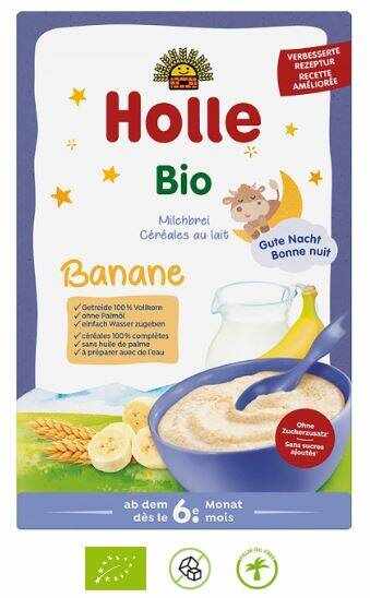 Terci cu lapte si banane pentru copii, +6 luni, Eco-Bio 250g - Holle