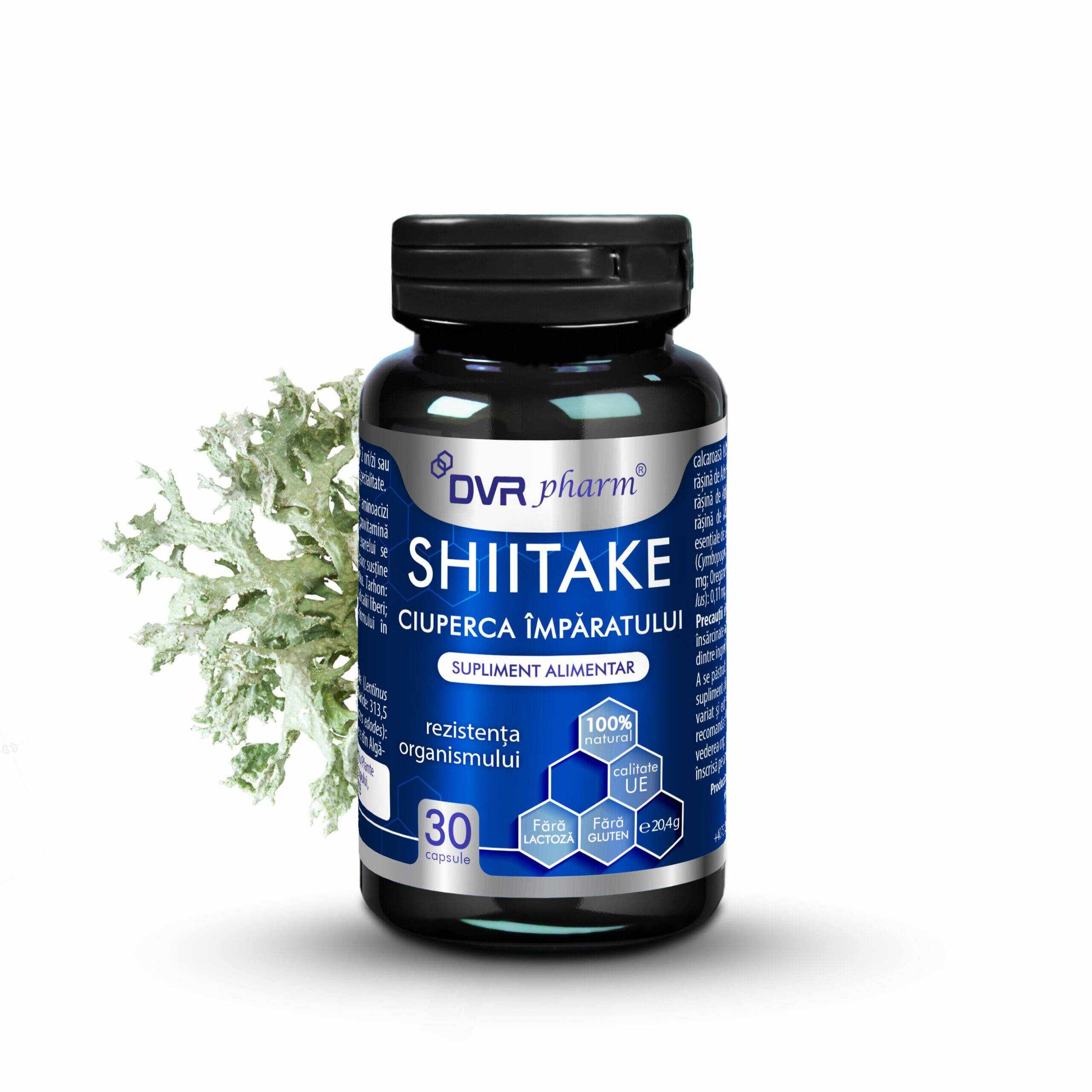 SHIITAKE, Ciuperca Imparatului, pentru imunitatea organismului, 30 capsule, DVR Pharm