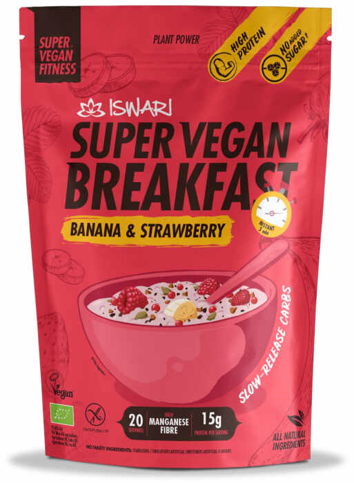 Mic dejun Super Vegan BIO cu banane si capsuni Iswari