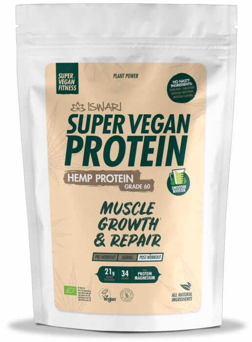 Proteina 60% Super Vegan BIO(dupa efort) din canepa(format mediu) Iswari