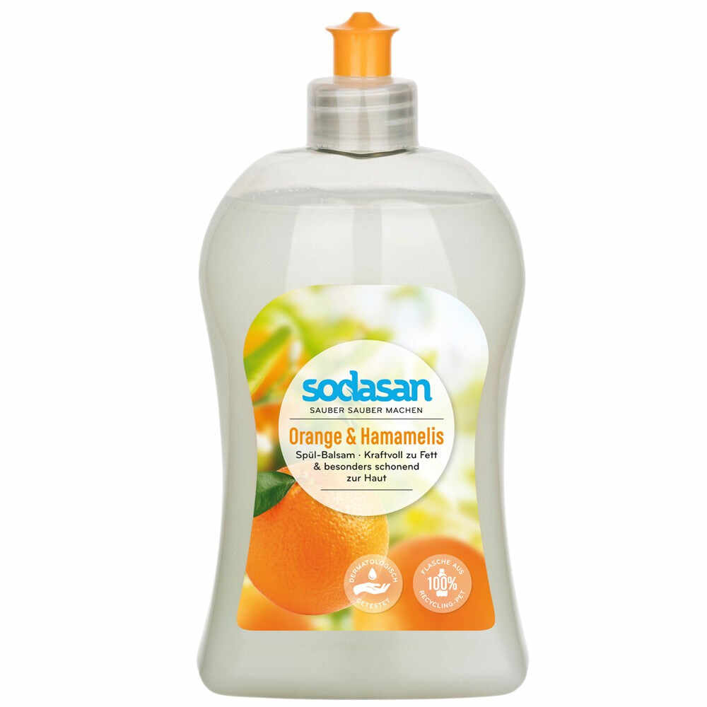 Detergent lichid de vase balsam cu portocala, 500ml, sodasan