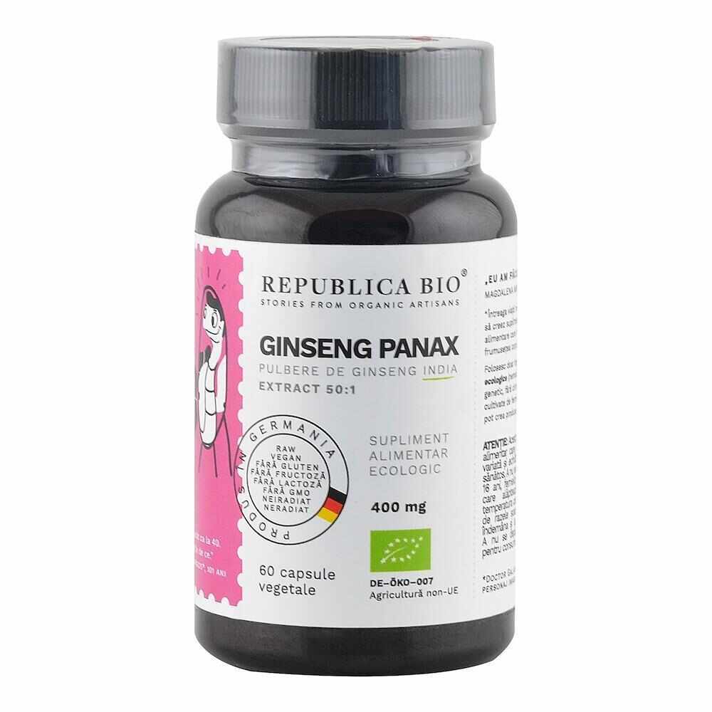 Ginseng panax ecologic, extract 50:1, 60 capsule, republica bio