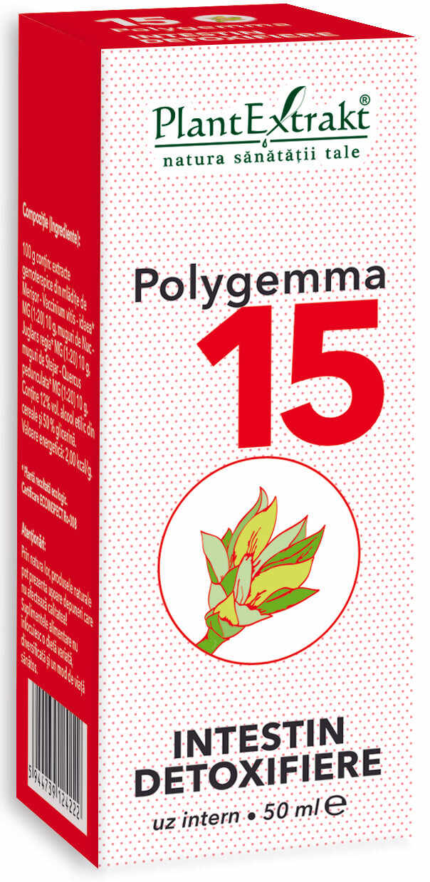 Polygemma 15, intestin detoxifiere, 50 ml, plantextrakt